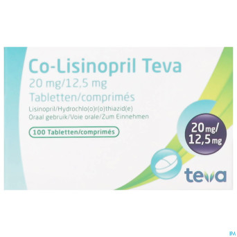 Co lisinopril teva comp 100 x 20/12.5 mg