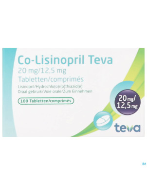 Co lisinopril teva comp 100 x 20/12.5 mg