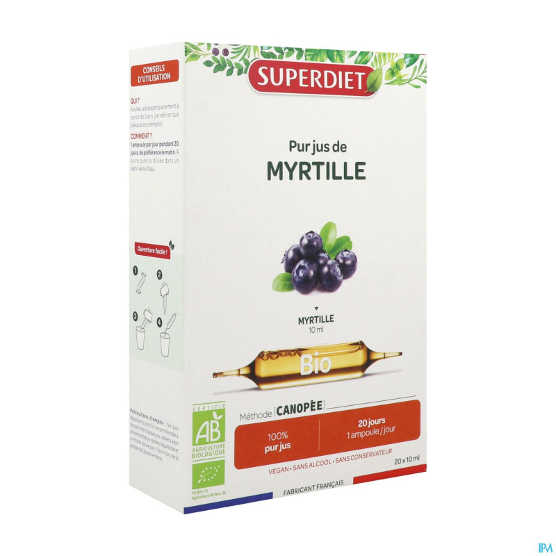 Superdiet myrtille bio    amp 20x15ml
