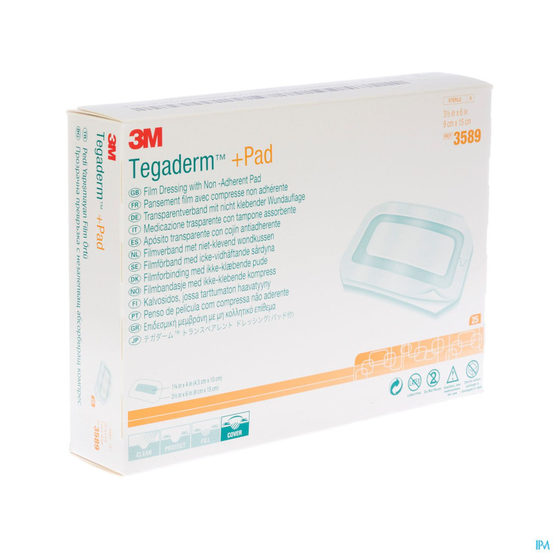 Tegaderm + pad 3m transp steril  9cmx15cm 25  3589