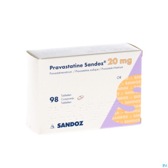 Pravastatine sandoz 20 mg tabl 98