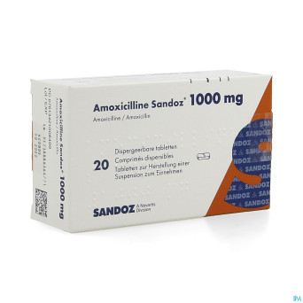 Amoxicilline sandoz 1000 mg tabl disp 20