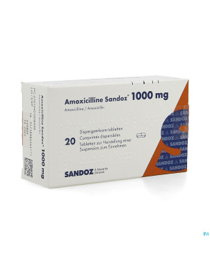 Amoxicilline sandoz 1000 mg tabl disp 20