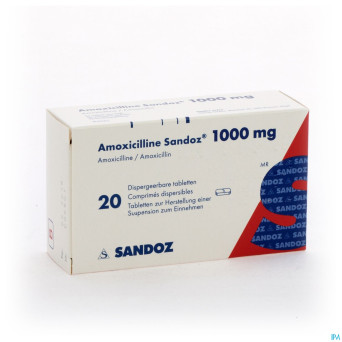 Amoxicilline sandoz 1000 mg tabl disp 20