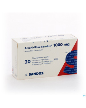 Amoxicilline sandoz 1000 mg tabl disp 20