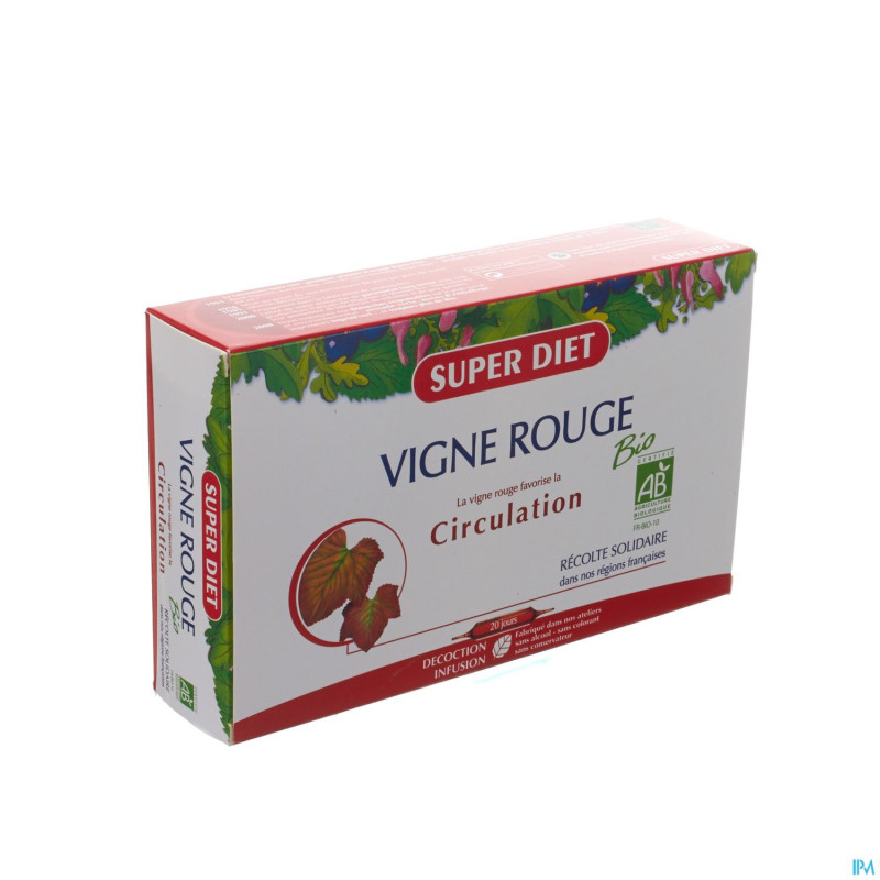 Superdiet vigne rouge bio circulation amp 20x15ml