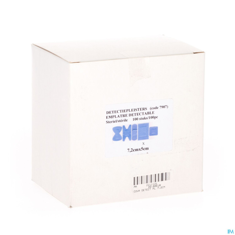 Cova pans bleu detectable  50x72mm wtp  100  5072w