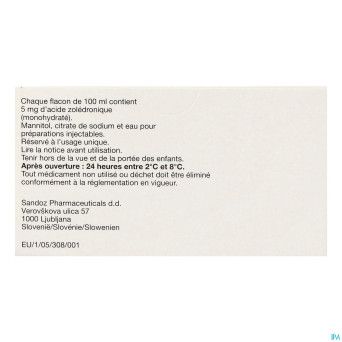 Aclasta sol pr infus 1 fl 100 ml x 5 mg