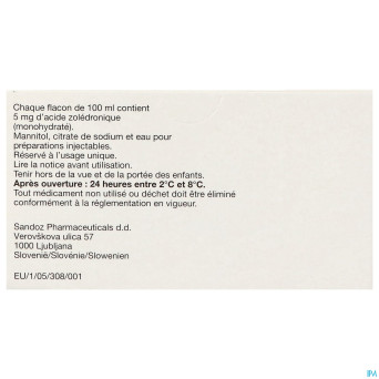 Aclasta sol pr infus 1 fl 100 ml x 5 mg