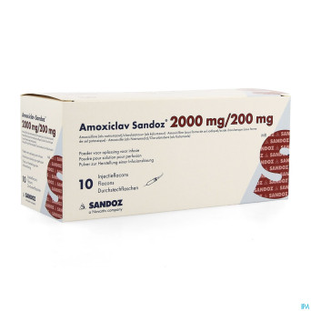 Amoxiclav sandoz 2000mg/200mg pulv sol inj fl 10
