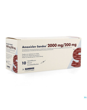 Amoxiclav sandoz 2000mg/200mg pulv sol inj fl 10