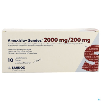 Amoxiclav sandoz 2000mg/200mg pulv sol inj fl 10