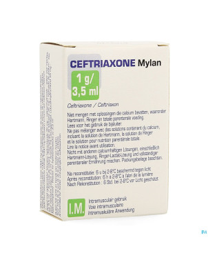 Ceftriaxone mylan fl inj 1 x 1g/3,5ml + solv