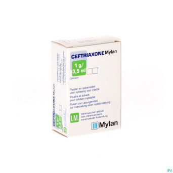 Ceftriaxone mylan fl inj 1 x 1g/3,5ml + solv