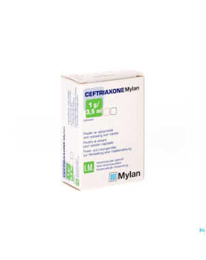 Ceftriaxone mylan fl inj 1 x 1g/3,5ml + solv