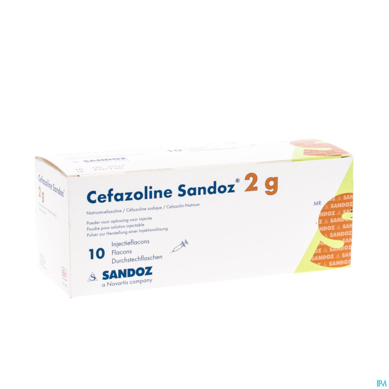 Cefazoline sandoz 2g pulv sol inj 10 fl x 2 g