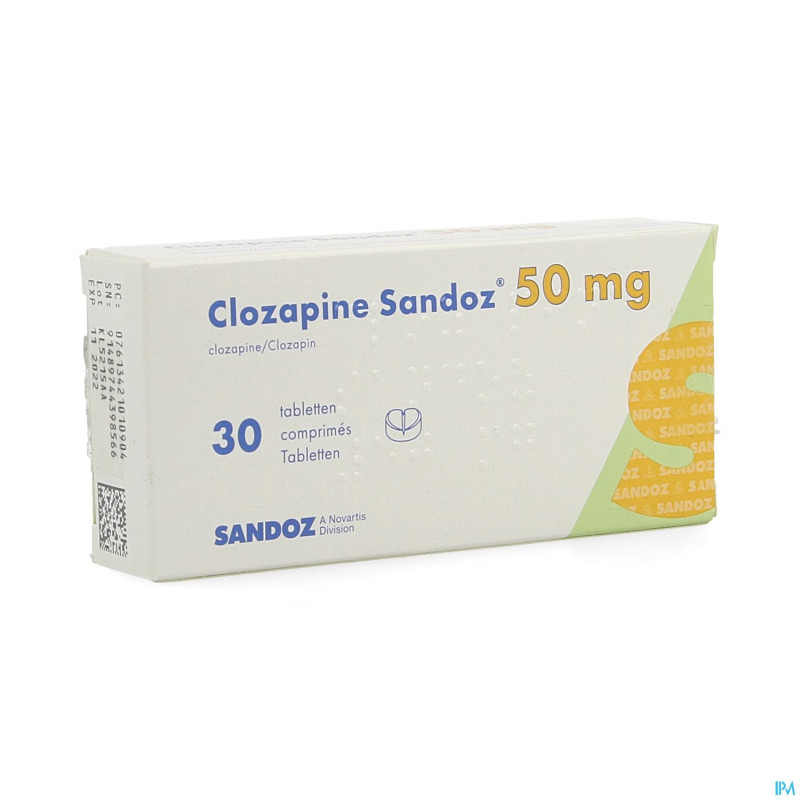 Clozapine sandoz comp 30 x  50 mg