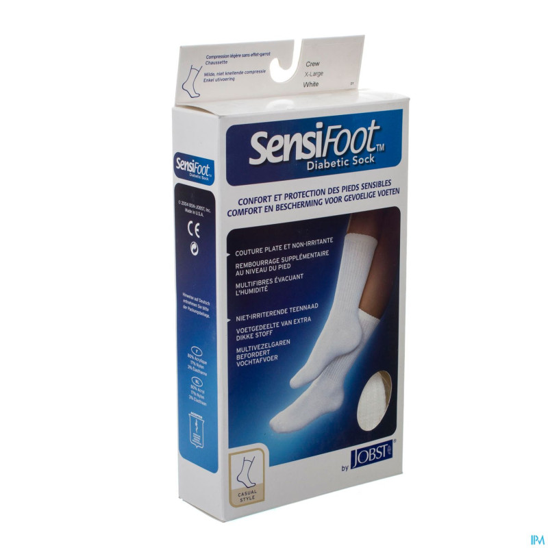 Sensifoot chaussette pied diabet.blanc 1p xl 77148