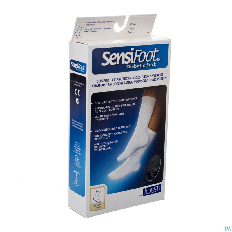 Sensifoot chaussette pied diabet.noir  1p  l 77147
