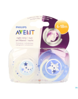 Philips avent sucette silicone nuit 6-18m    2