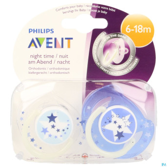 Philips avent sucette silicone nuit 6-18m    2