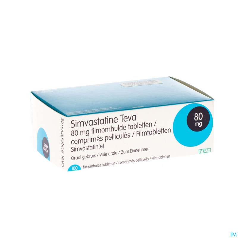 Simvastatine 80 mg teva comp enrob 100 x 80 mg