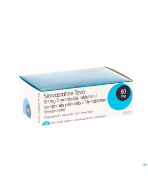 Simvastatine 80 mg teva comp enrob 100 x 80 mg