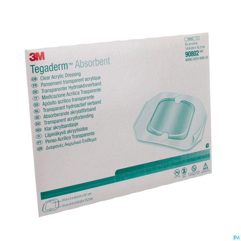 Tegaderm 3m absorb.transp ster 14,9x15,2cm 5 90802