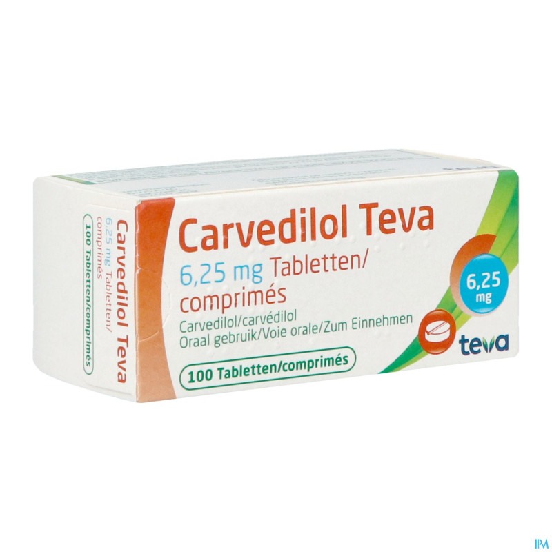 Carvedilol teva  6,25 mg comp 100 x  6,25 mg