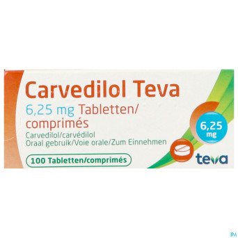 Carvedilol teva  6,25 mg comp 100 x  6,25 mg