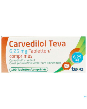 Carvedilol teva  6,25 mg comp 100 x  6,25 mg