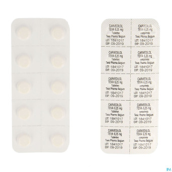 Carvedilol teva  6,25 mg comp 100 x  6,25 mg