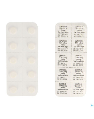 Carvedilol teva  6,25 mg comp 100 x  6,25 mg