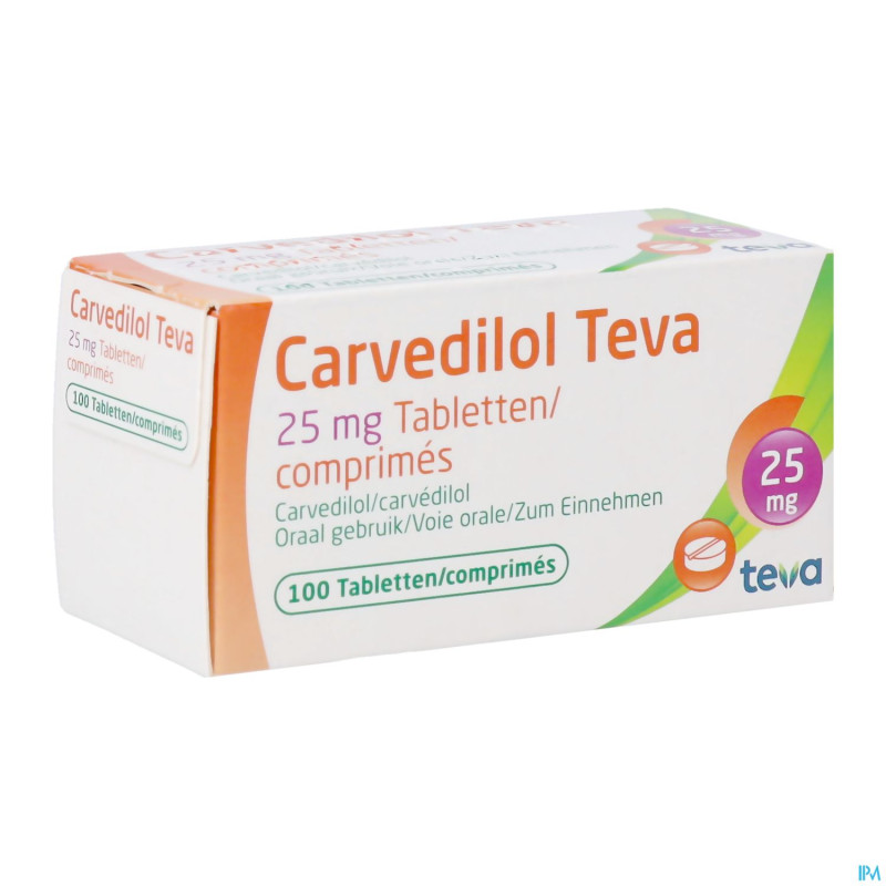 Carvedilol teva 25,00 mg comp 100 x 25,00 mg