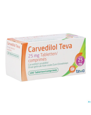 Carvedilol teva 25,00 mg comp 100 x 25,00 mg