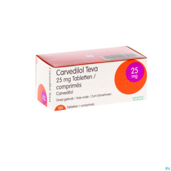 Carvedilol teva 25,00 mg comp 100 x 25,00 mg