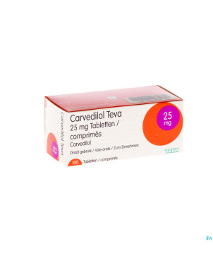 Carvedilol teva 25,00 mg comp 100 x 25,00 mg