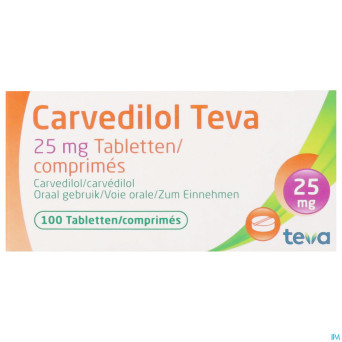Carvedilol teva 25,00 mg comp 100 x 25,00 mg