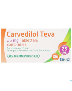 Carvedilol teva 25,00 mg comp 100 x 25,00 mg