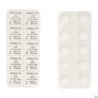 Carvedilol teva 25,00 mg comp 100 x 25,00 mg