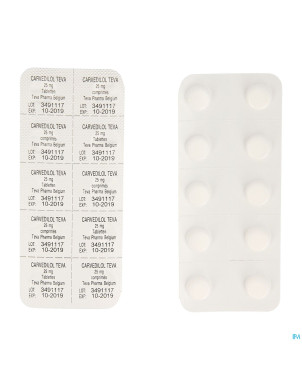 Carvedilol teva 25,00 mg comp 100 x 25,00 mg