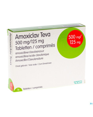 Amoxiclav teva 500 mg comp 16 x 500 mg