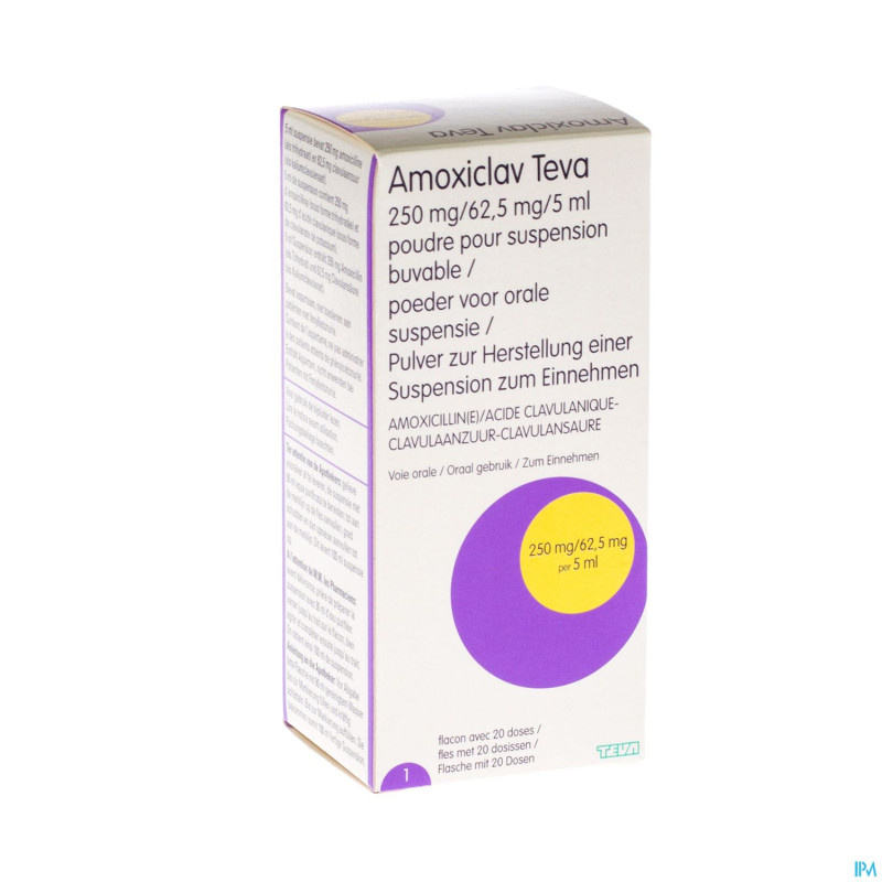 Amoxiclav teva 250mg/62,5mg/5ml pulv susp or 100ml