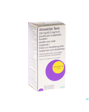 Amoxiclav teva 250mg/62,5mg/5ml pulv susp or 100ml