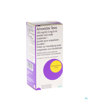 Amoxiclav teva 250mg/62,5mg/5ml pulv susp or 100ml
