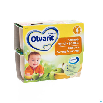 Olvarit fruit coup.pomme-banane  4-36m 4x100g 4m32