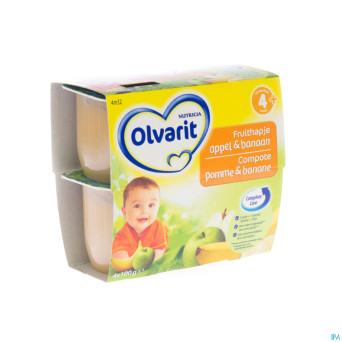 Olvarit fruit coup.pomme-banane  4-36m 4x100g 4m32