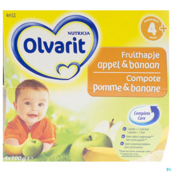 Olvarit fruit coup.pomme-banane  4-36m 4x100g 4m32