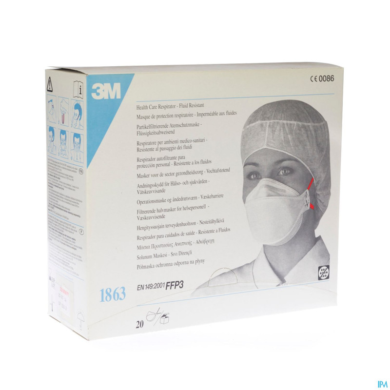 3m masque respiratoire ffp3 norme en149    20 1863