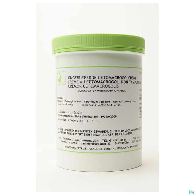 Creme cetomacrogol non tamponnee    500g pannoc